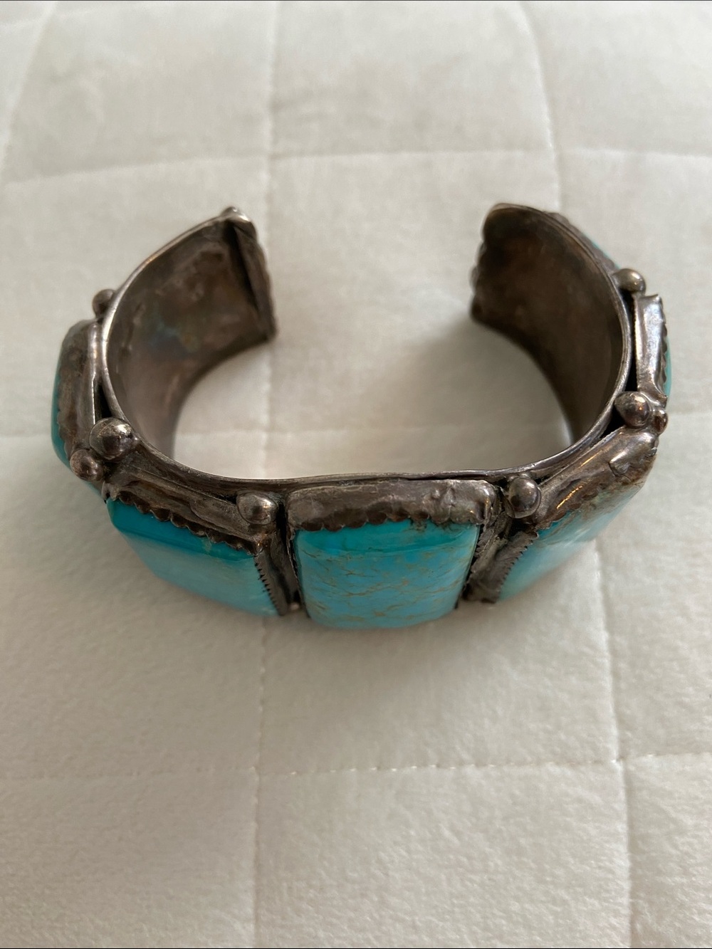 Extra Large Vintage Sterling Silver and Turquoise Native American Cuff Bracelet